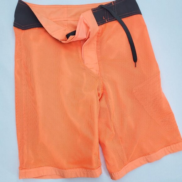 Mossimo Boardshorts Mens 28 / Boys 16 Bright Neon Orange Mesh Lined - Picture 10 of 12